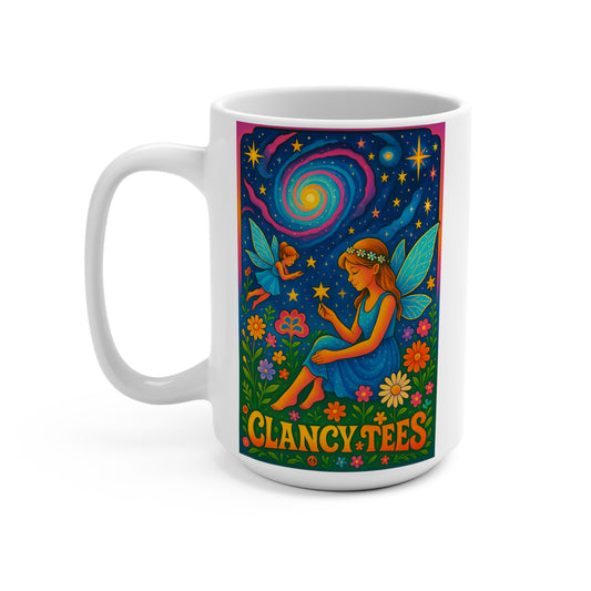 Magical Fairy Mug, 15oz Colorful Coffee Cup, Boho Gift for Nature Lovers, Whimsical Decor, Dreamy Butterfly Design