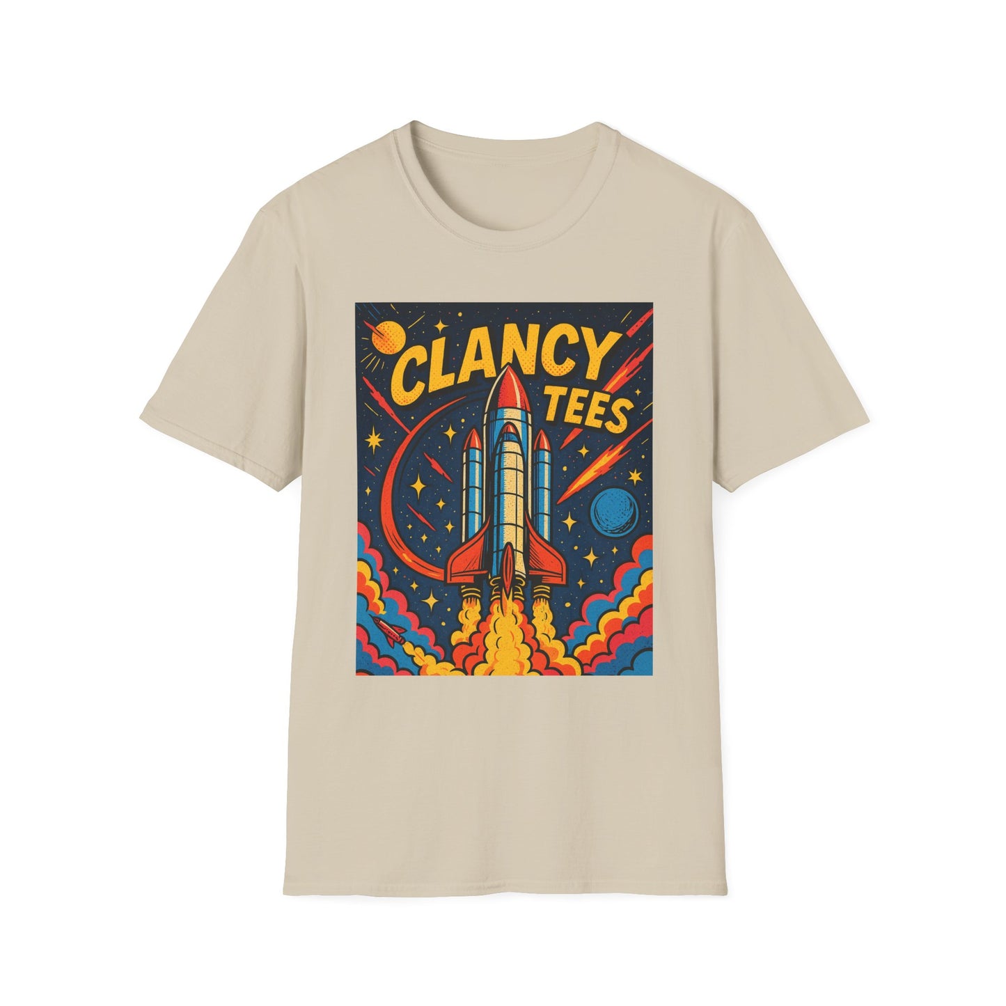Retro Rocket Ship Shirt Outer Space Graphic Tee | Psychedelic Galaxy Print Top | Gift for Space Nerds and Dreamers | Astronaut Aesthetic Tee