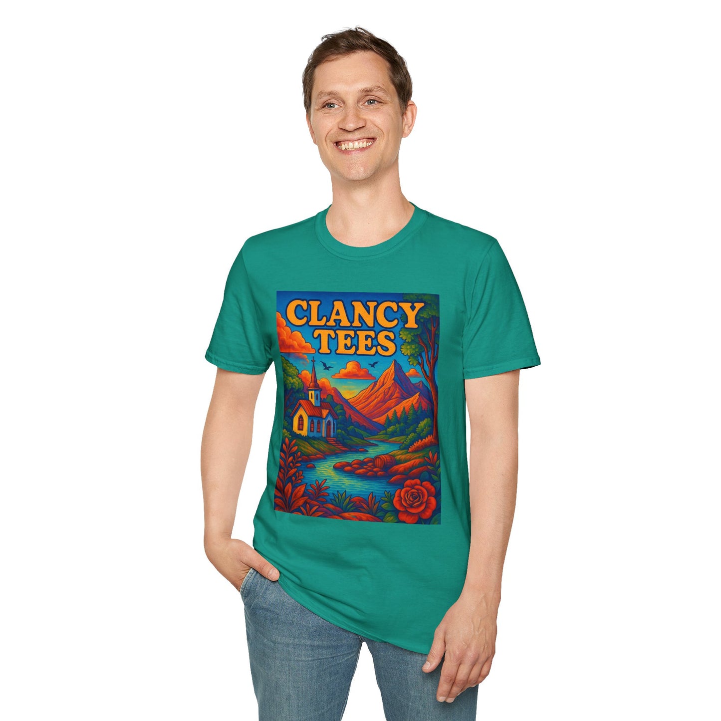 Vibrant Scenic Unisex T-Shirt, Outdoor Adventure Tee, Nature Lover Apparel, Art-Inspired Casual Wear, Gift for All Occasions, Clancy Tees