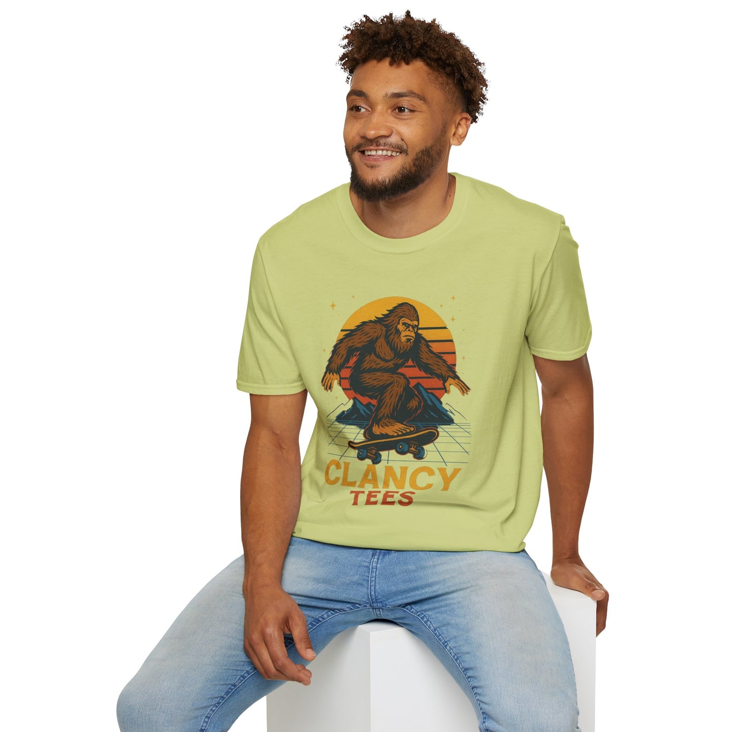 Bigfoot Skateboard Unisex T-Shirt, Retro Graphic Tee, Funny Gift for Skaters, Adventure Lovers, Summer Apparel, Men's and Women's Fashion