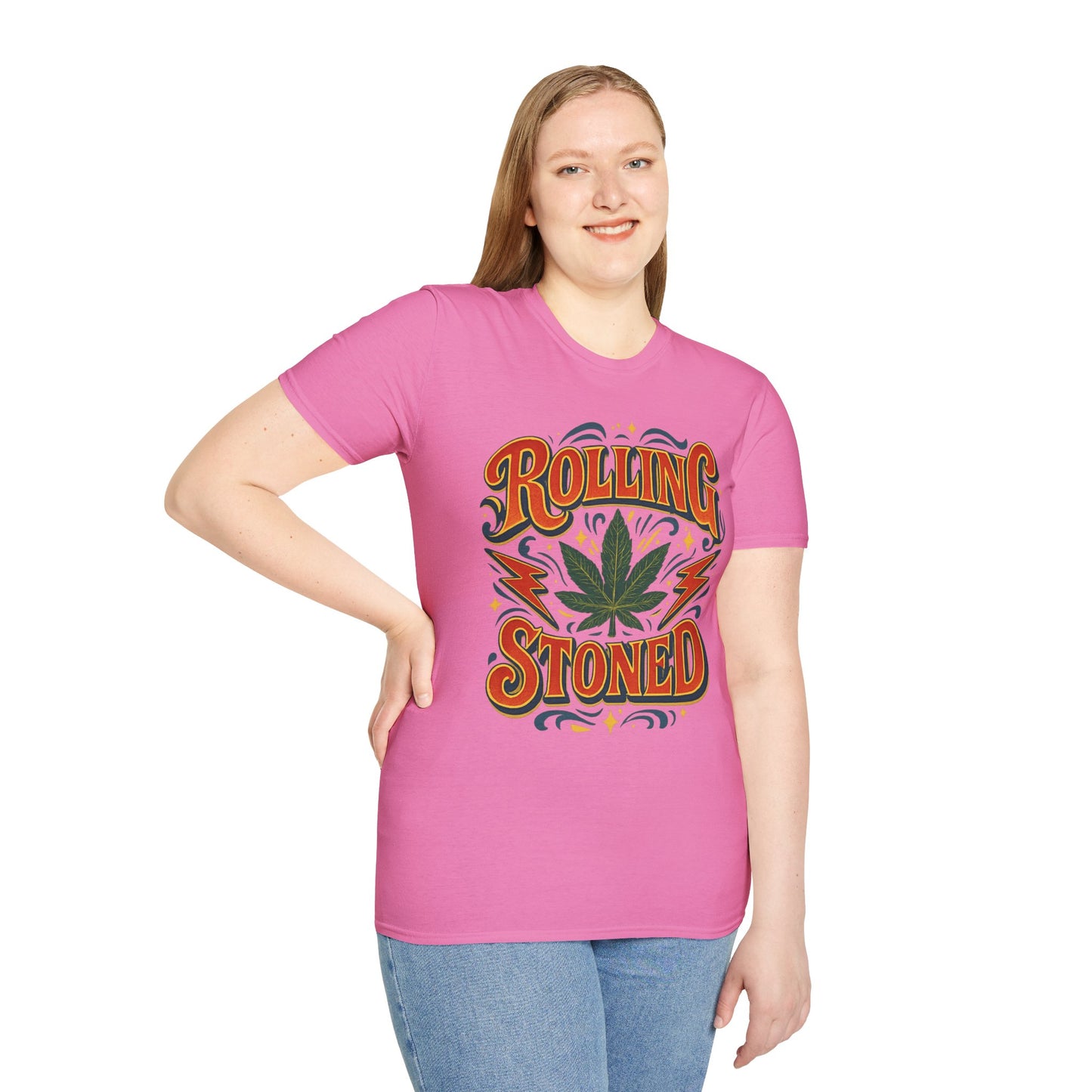 Rolling Stoned Weed Shirt – Funny Cannabis Leaf Tee – Gift for Potheads, 420 Smokers, Stoner Music Fans, and Chill Marijuana Enthusiasts