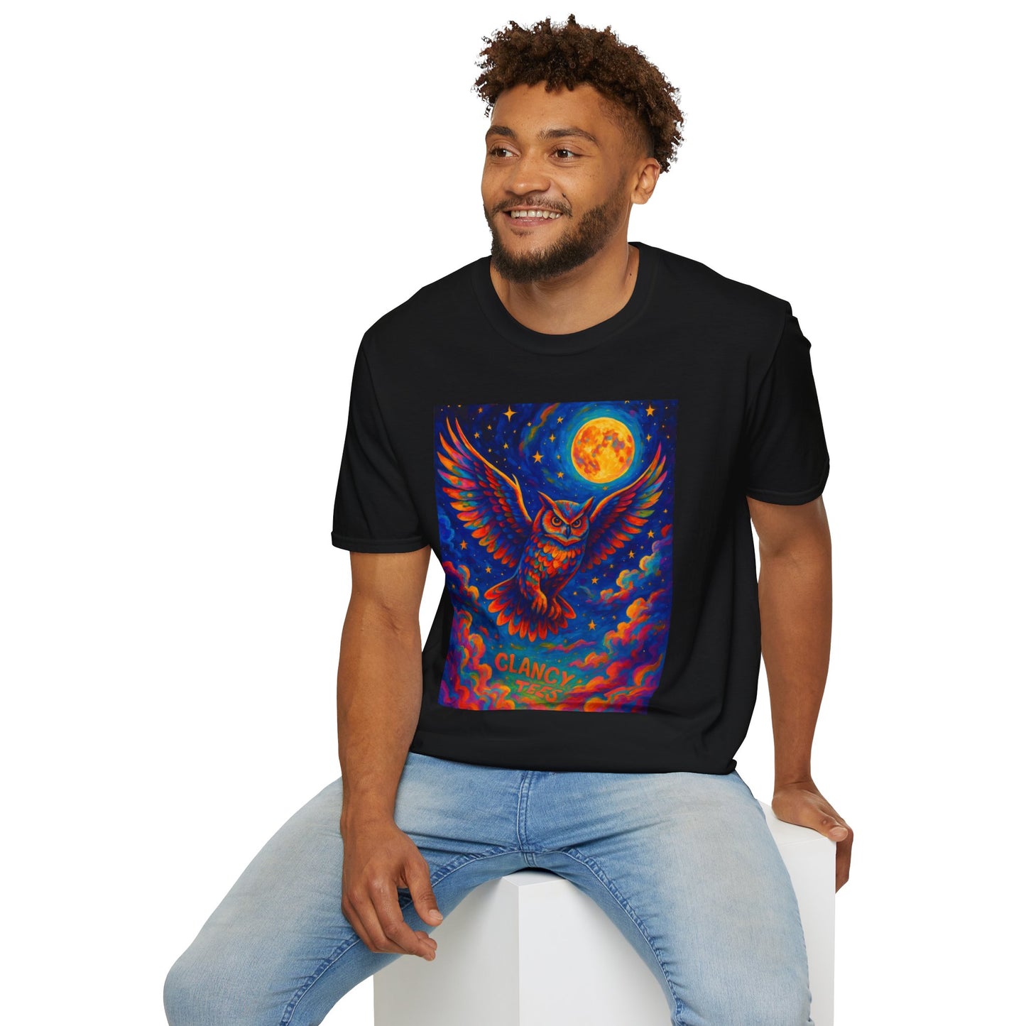 Psychedelic Owl T-Shirt Trippy Full Moon Graphic Tee | Surreal Bird Aesthetic Shirt | Gift for Dreamers and Night Owls | Bold Fantasy Art Top