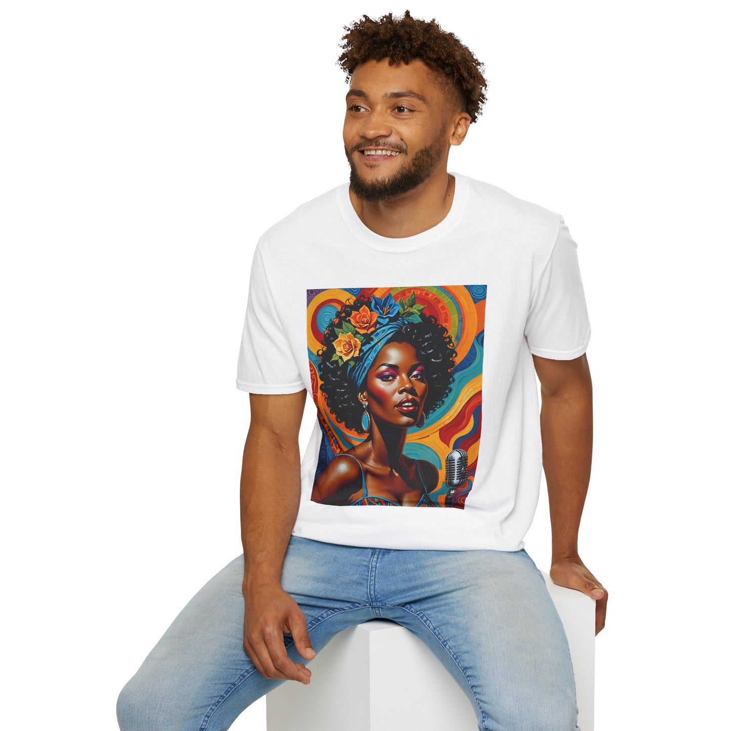 Afrofuturist Soul Singer T Shirt Cosmic Jazz Graphic Tee Retro Funk Fashion Music Artwork Top Gift for Soul Fans