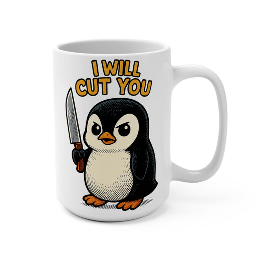 Funny Penguin Mug, 15oz Ceramic Cup, Cute Animal Gift, Quirky Coffee Mug, Humorous Present for Friends, Kitchen Decor
