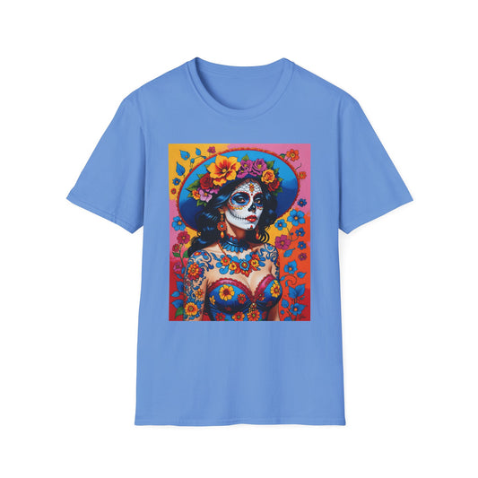 Sugar Skull T-Shirt – Día de los Muertos Art Tee – Gift for Goth Aesthetic Fans, Colorful Skull Lovers, and Tattoo-Inspired Fashion