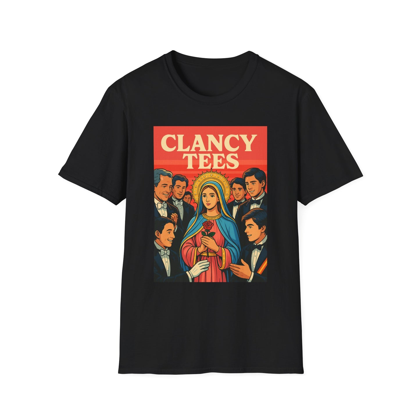 Vintage Virgin Mary Graphic T-Shirt, Softstyle Madonna Tee for Casual Wear, Perfect Gift for Holidays, Retro Clothing, Unisex Tees