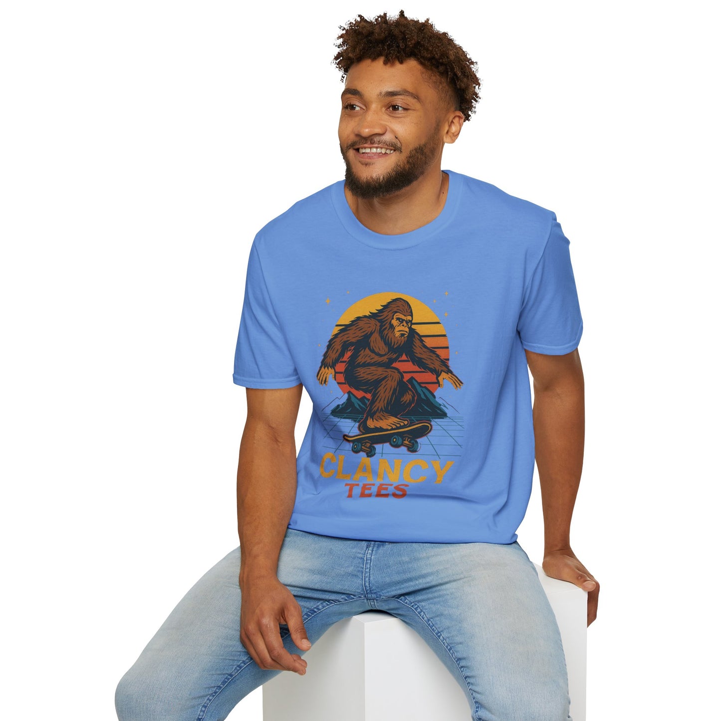 Bigfoot Skateboard Unisex T-Shirt, Retro Graphic Tee, Funny Gift for Skaters, Adventure Lovers, Summer Apparel, Men's and Women's Fashion
