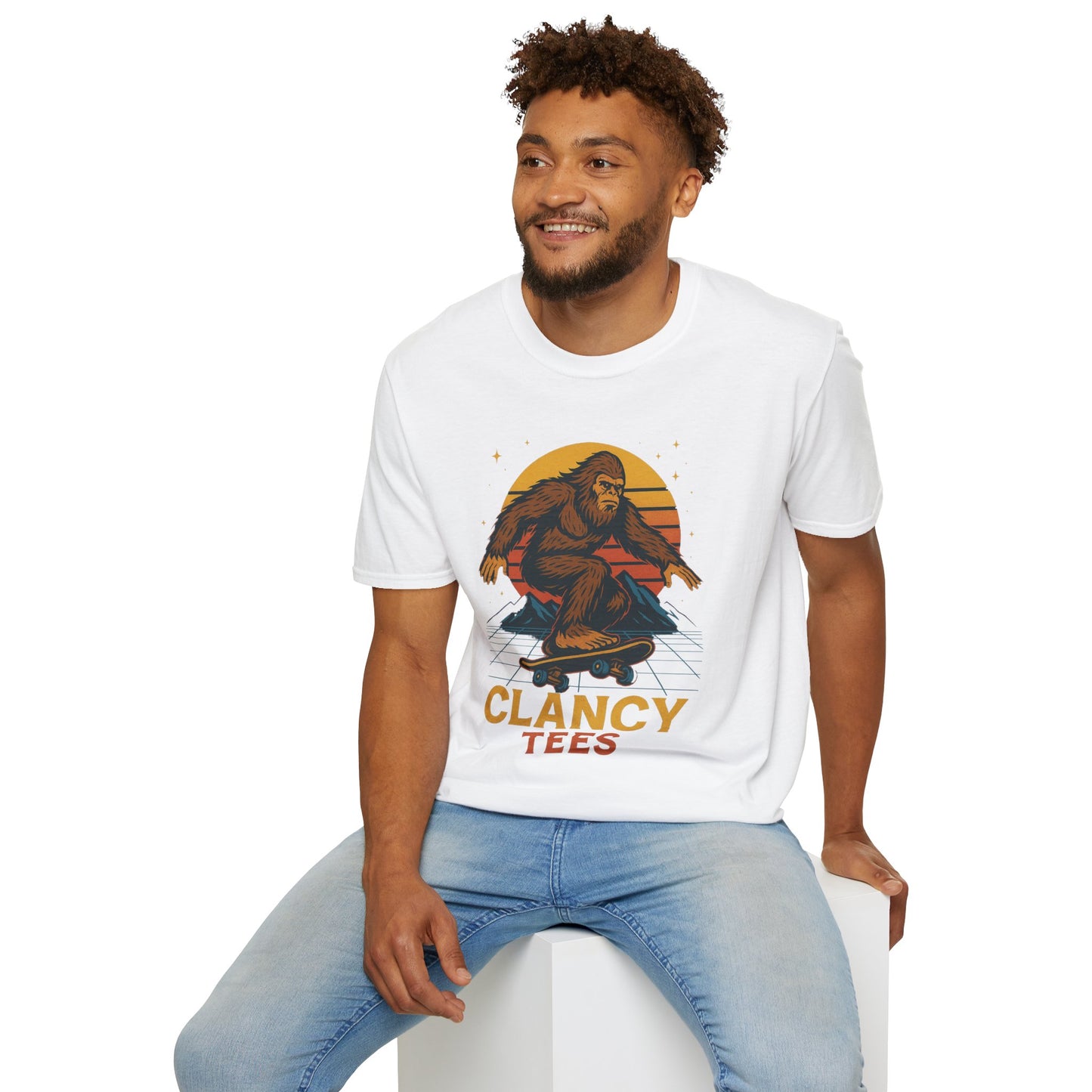 Bigfoot Skateboard Unisex T-Shirt, Retro Graphic Tee, Funny Gift for Skaters, Adventure Lovers, Summer Apparel, Men's and Women's Fashion