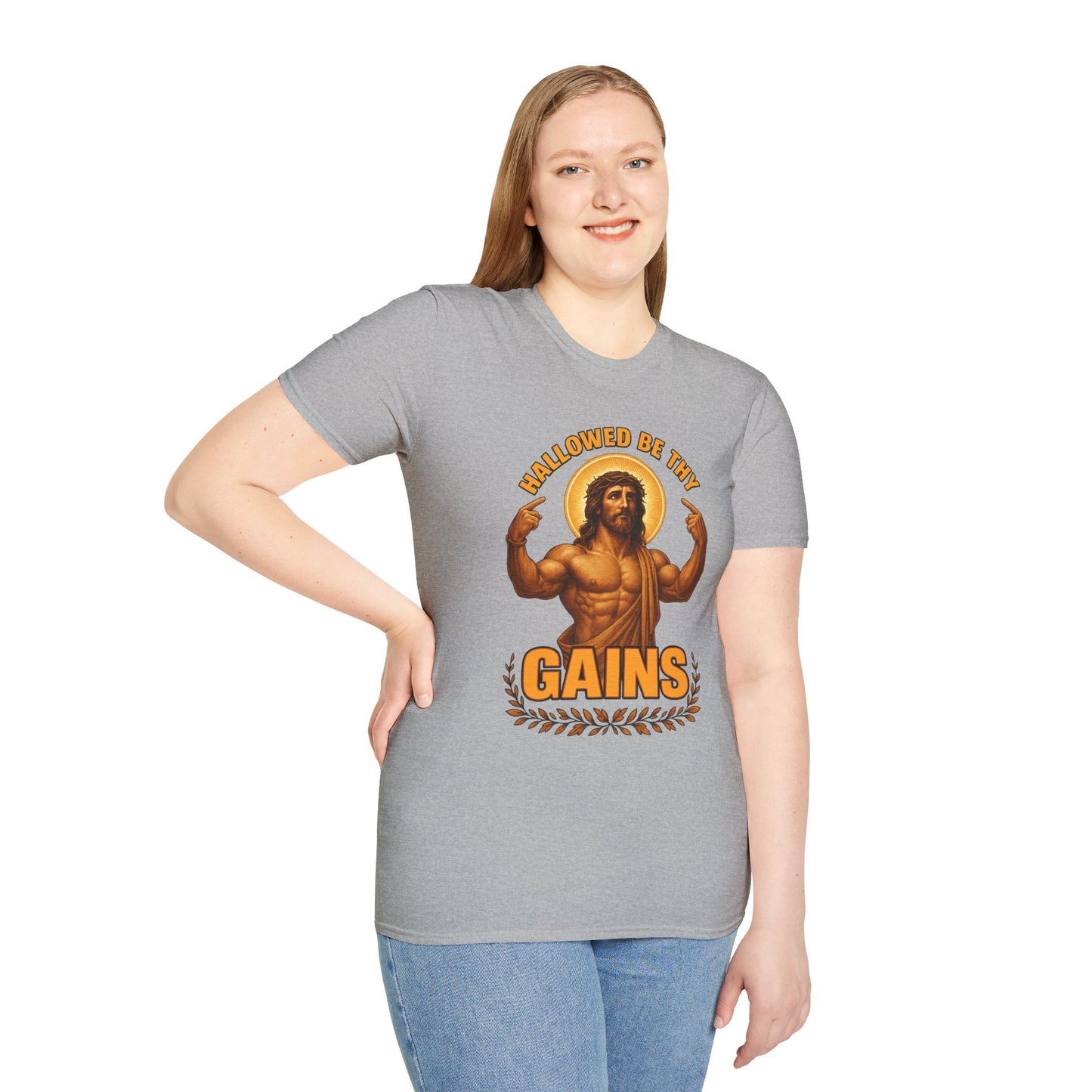 Jesus Gains Unisex T-Shirt, Funny Fitness Tee, Motivational Gym Shirt, Workout Apparel, Religious Gift, Christian Humor Clothing