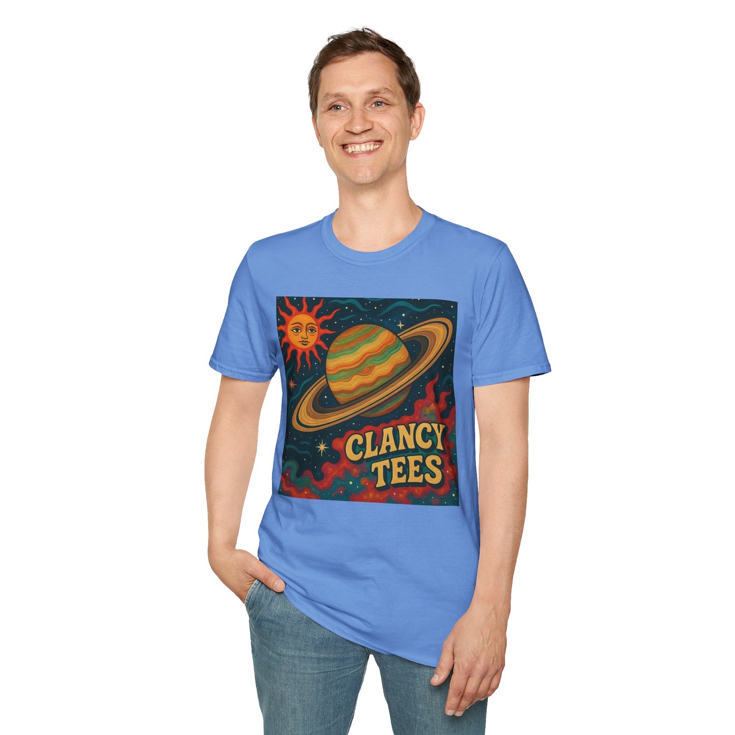 Saturn Sun Shirt – Retro Psychedelic Planet Graphic Tee with Groovy Outer Space Art – Gift for Astronomers, Daydreamers, and Cosmic Wanderers