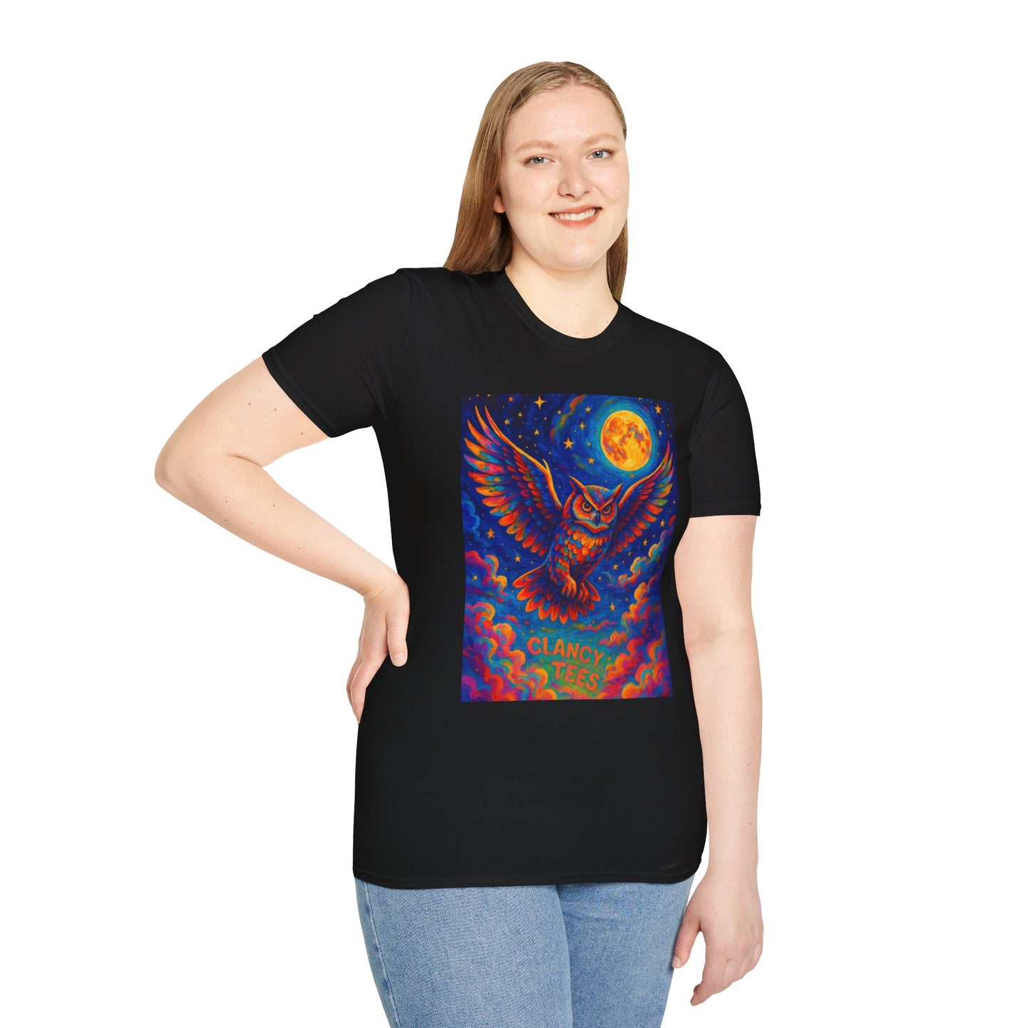 Psychedelic Owl T-Shirt Trippy Full Moon Graphic Tee | Surreal Bird Aesthetic Shirt | Gift for Dreamers and Night Owls | Bold Fantasy Art Top