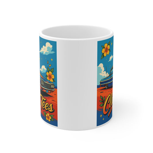 Lowrider Classic Car Coffee Mug Clancy Tees Retro Cruiser Ceramic Mug Chicano Style Gift For Drivers