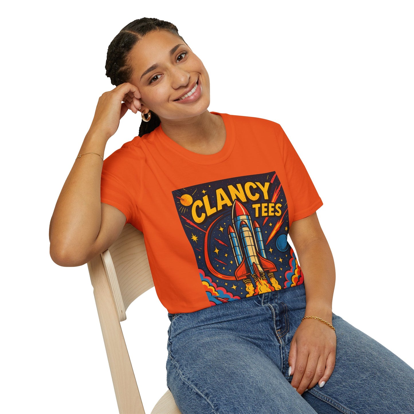 Retro Rocket Ship Shirt Outer Space Graphic Tee | Psychedelic Galaxy Print Top | Gift for Space Nerds and Dreamers | Astronaut Aesthetic Tee