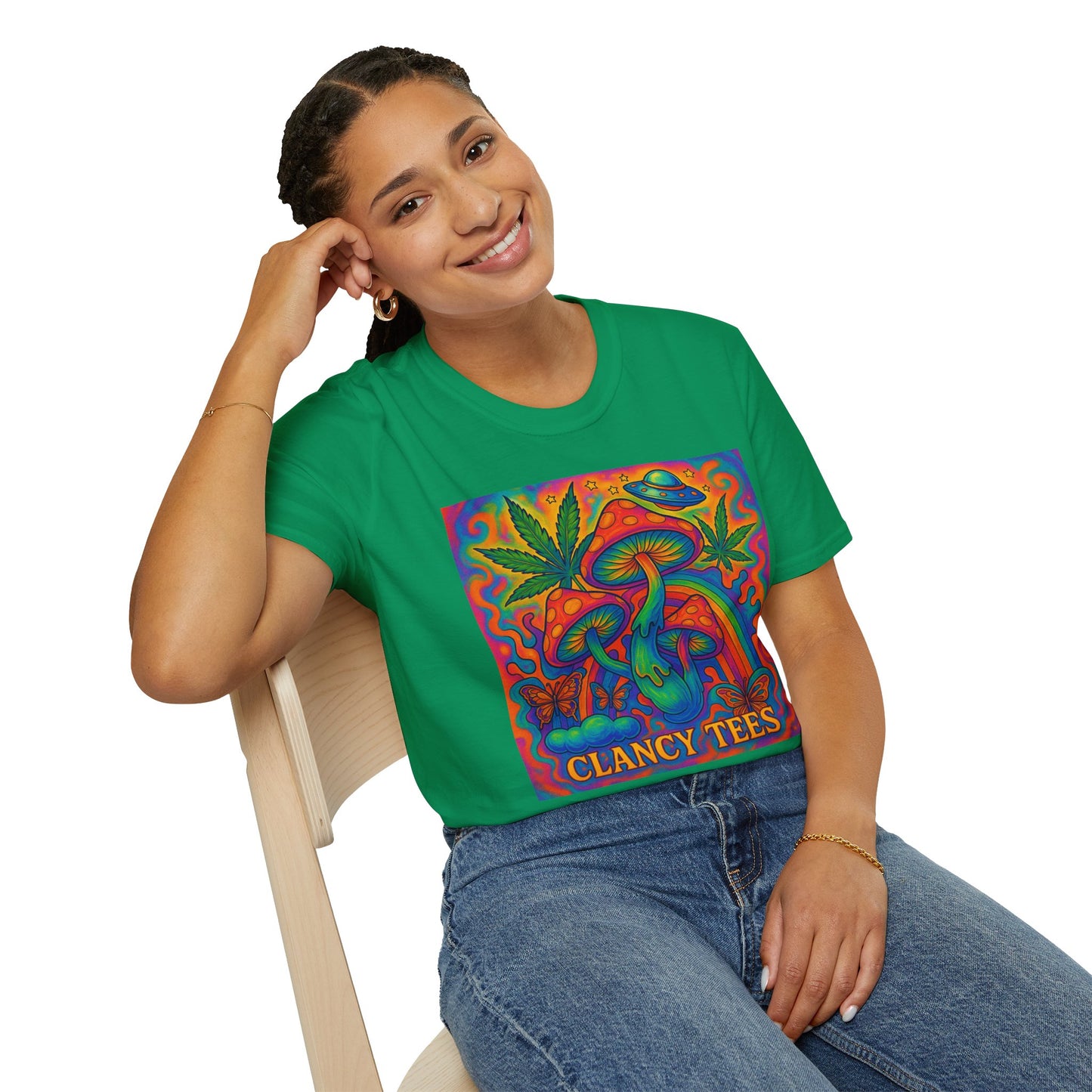 Colorful Psychedelic T-Shirt, Fun Graphic Tee for Music Festivals, Unique Gift for Friends, Retro Style Shirt, Unisex Softstyle Tee