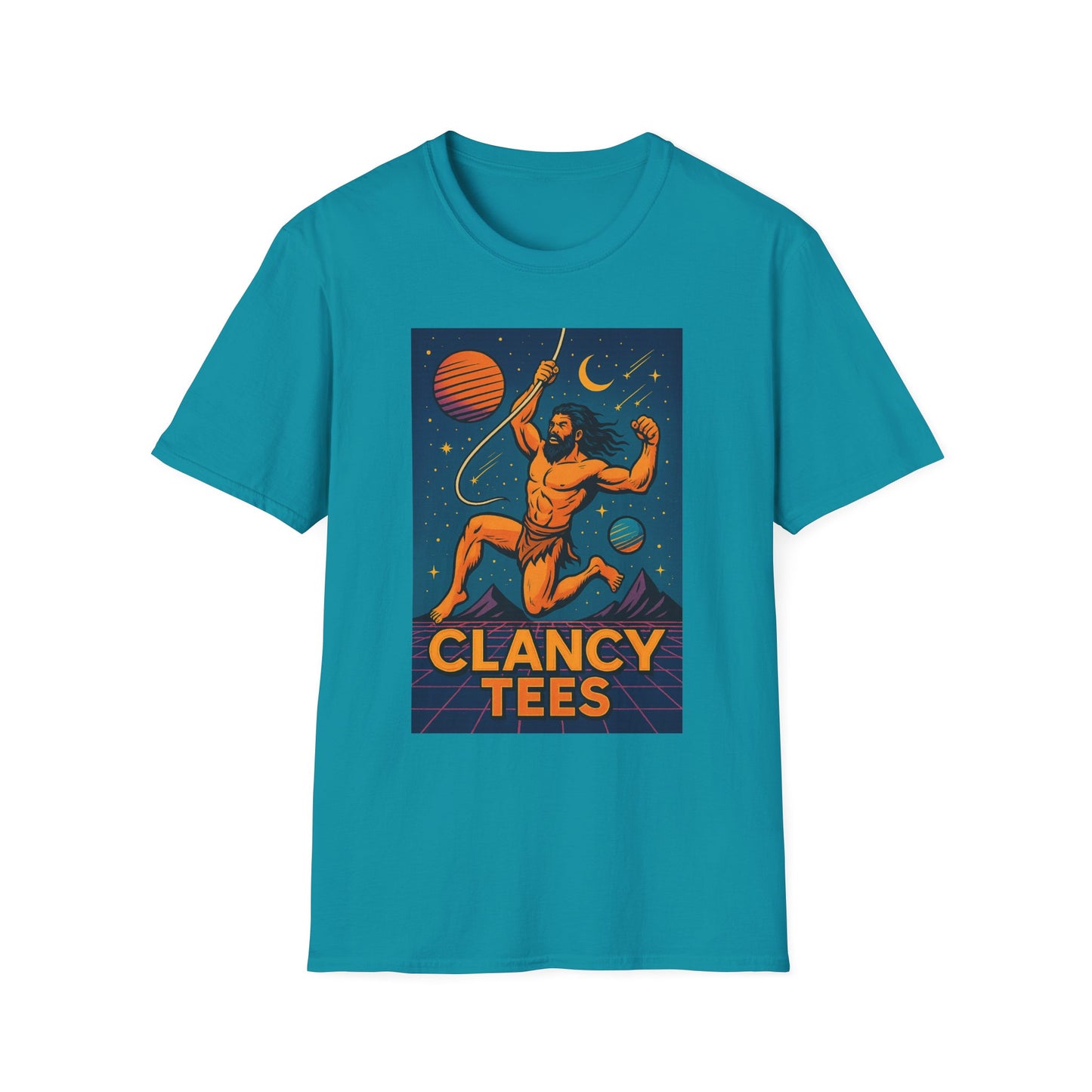 Retro Space Graphic Unisex Softstyle T-Shirt, Fun Casual Wear, Gift for Space Lovers, Cute Vintage Tee, Everyday Comfort Shirt