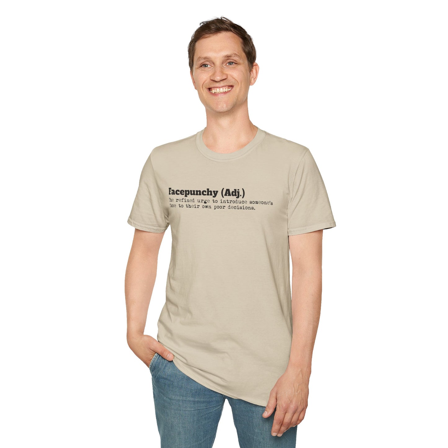 Facepunchy Definition T-Shirt Sarcastic Text Tee Funny Dictionary Shirt for Snarky People Gift for Coworkers with Attitude Passive Aggressive Humor
