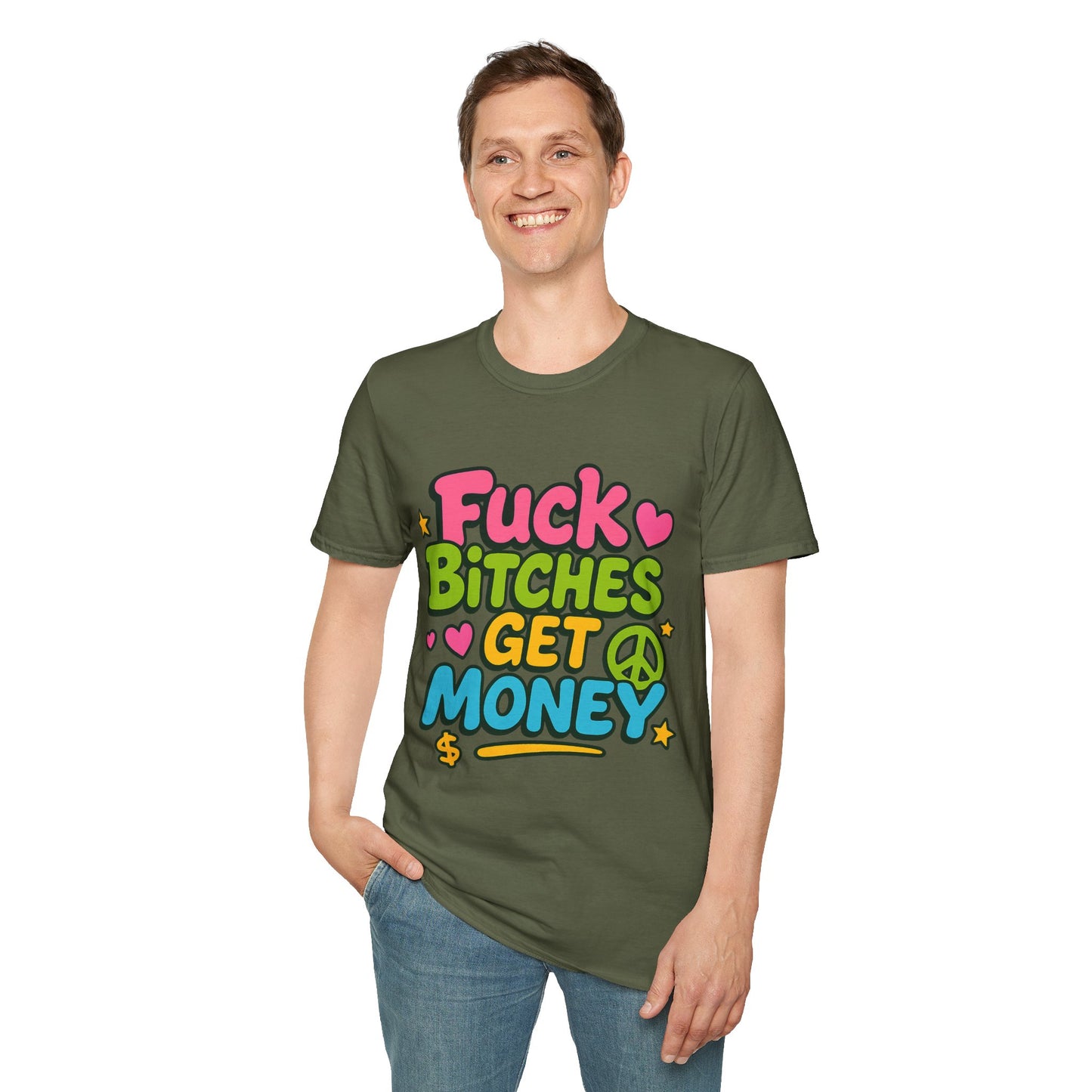 Fuck Bitches Get Money Shirt Funny Bold Graphic Tee Gift for Hustlers Savage Statement T-Shirt for Rebels Trolls Unfiltered Meme Culture Fans