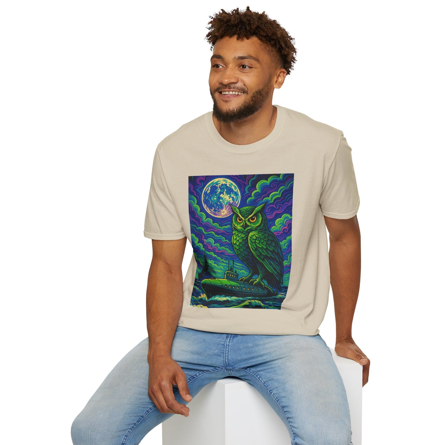 Psychedelic Owl T-Shirt – Trippy Moonlight Animal Tee – Gift for Night Owls, Nature Lovers, Surreal Art Fans & Creatures of the Cosmic Forest
