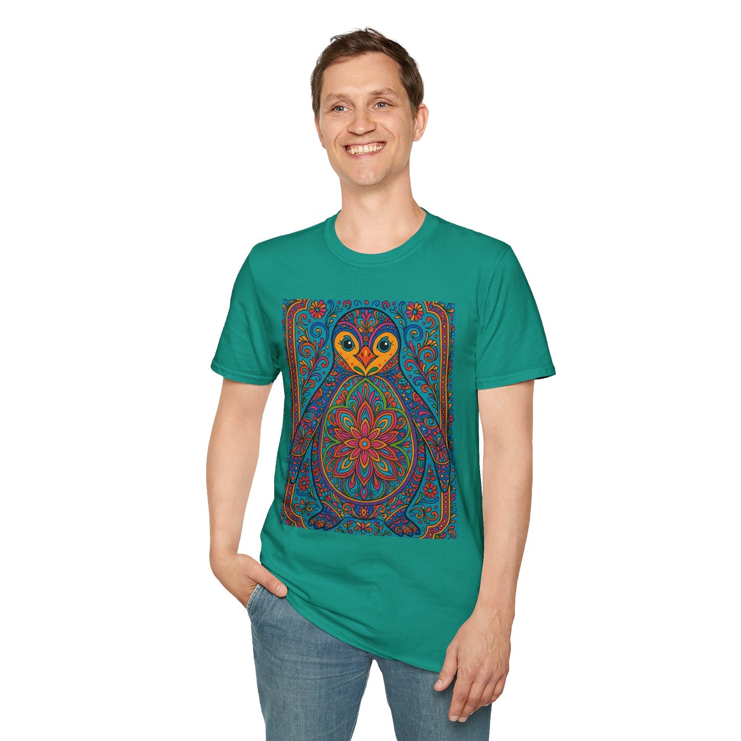 Trippy Penguin Mandala T-Shirt – Psychedelic Animal Tee – Funny Gift for Nature Lovers – Penguin Shirt for Hippies, Weirdos, and Mandala Fans