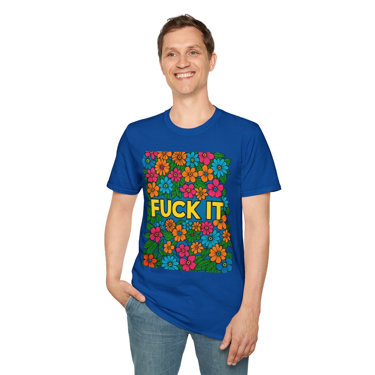 Colorful Floral Graphic T-Shirt, Casual Wear, Gift for Friends, Relaxed Style, Summer Outfit, Fun Statement Tee