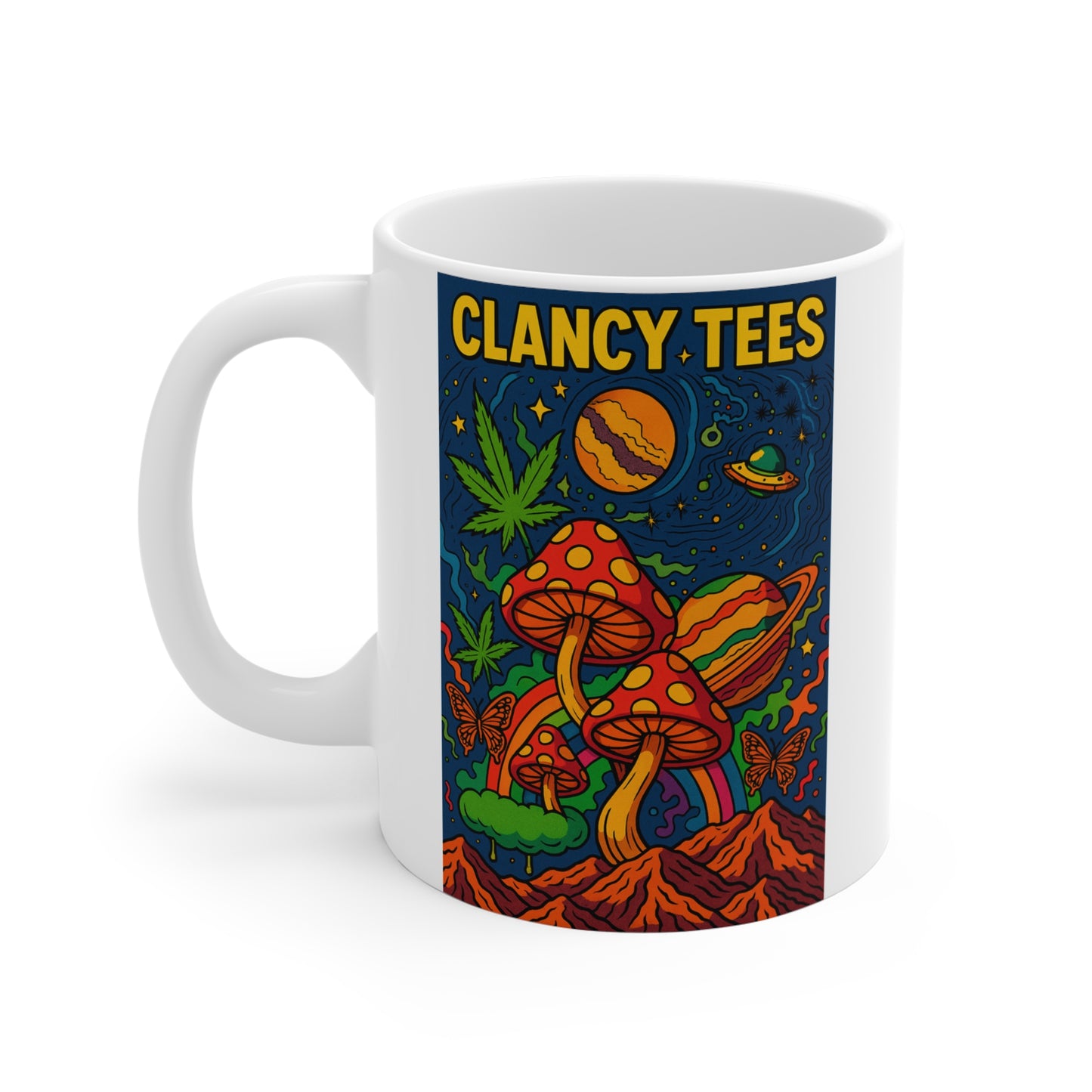 Trippy Mushroom Coffee Mug 11oz Psychedelic Space Cup Stoner Gift
