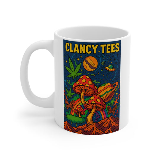 Trippy Mushroom Coffee Mug 11oz Psychedelic Space Cup Stoner Gift