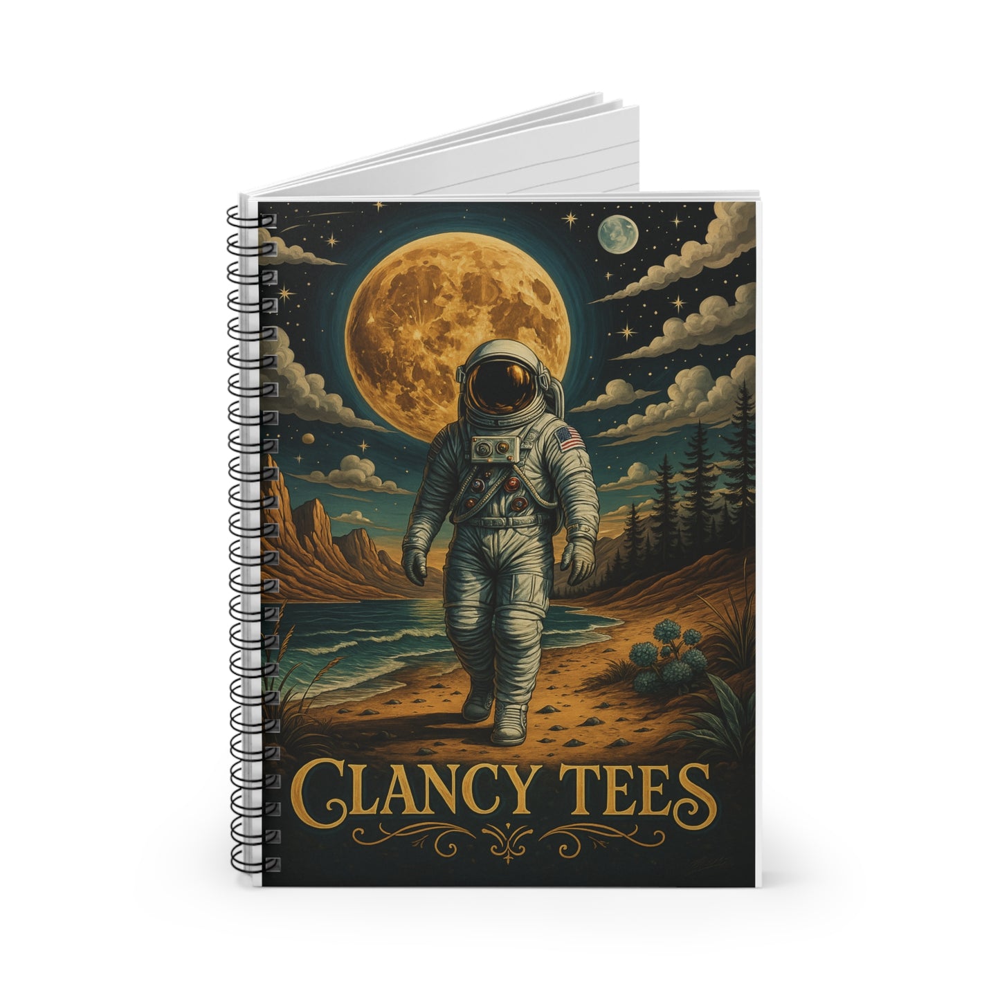 Astronaut Journal Space Notebook Cosmic Writing Pad With Celestial Artwork Featuring Moon and Stars For Creative Writing Sketching And Notes