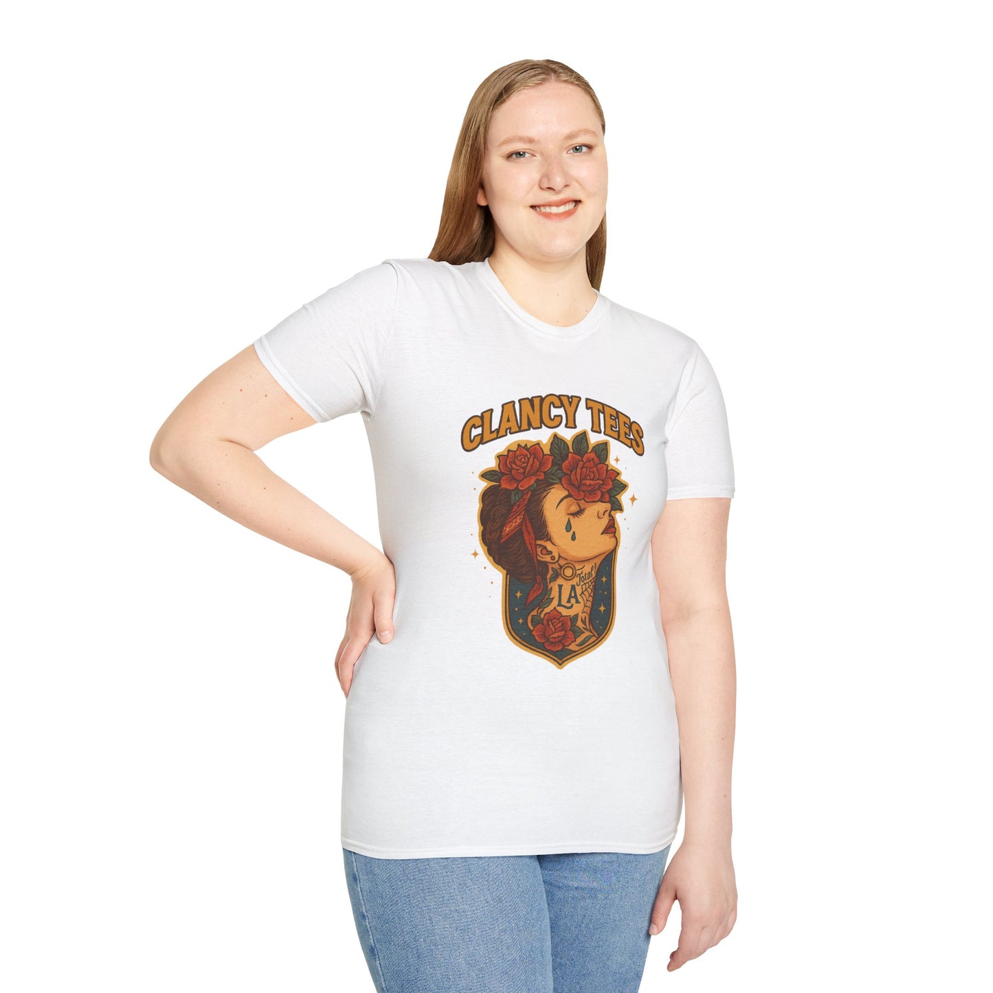 Unisex Tattoo Graphic Tee with Floral Design, Casual Everyday Wear, Gift for Friends, Fashionable Lounge Top, Cute Summer Shirt