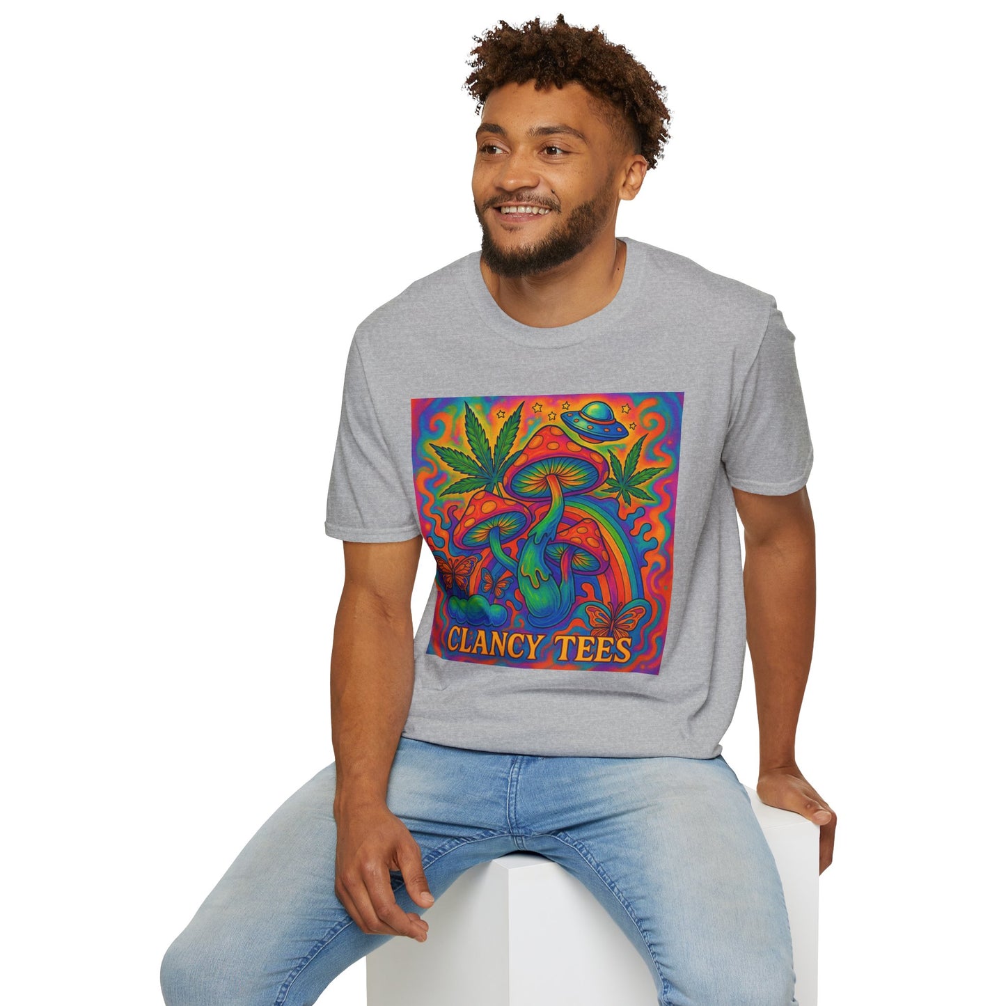 Colorful Psychedelic T-Shirt, Fun Graphic Tee for Music Festivals, Unique Gift for Friends, Retro Style Shirt, Unisex Softstyle Tee