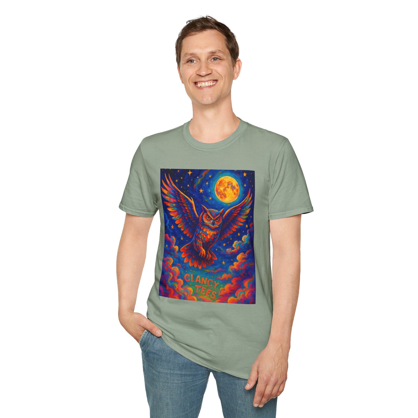Psychedelic Owl T-Shirt Trippy Full Moon Graphic Tee | Surreal Bird Aesthetic Shirt | Gift for Dreamers and Night Owls | Bold Fantasy Art Top